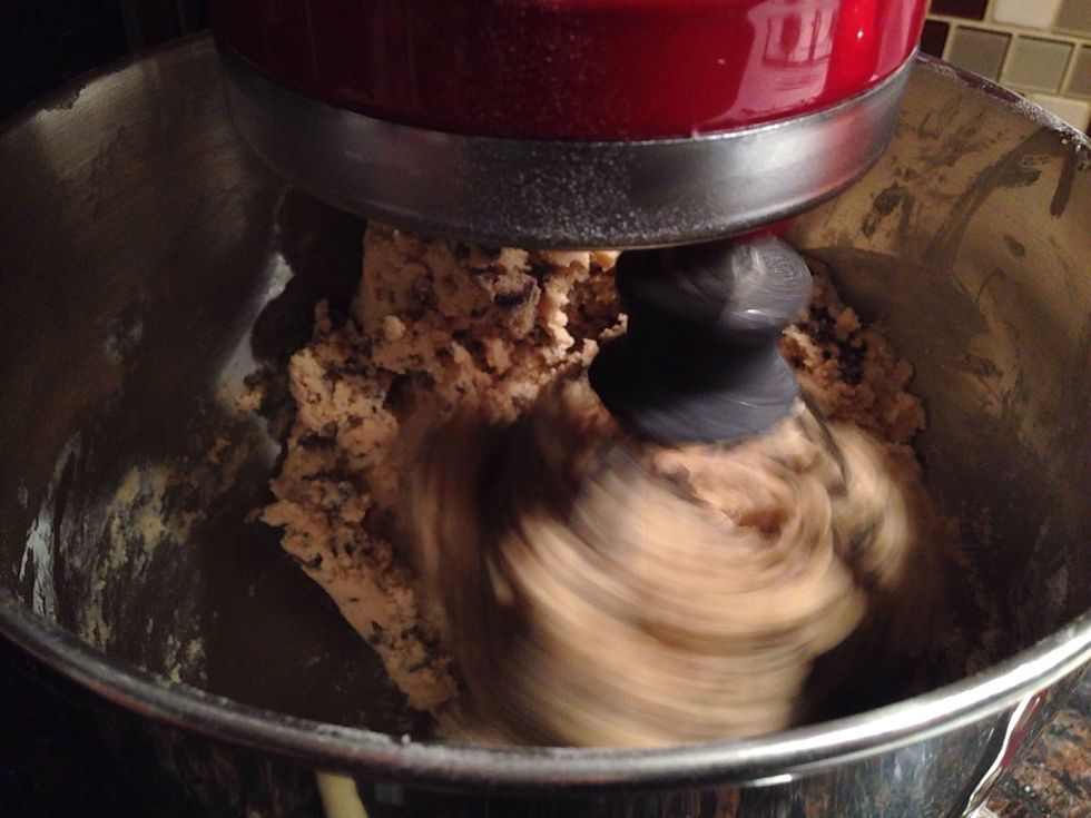 Time to add your chocolate chips and any other unmentionables you so desire to add, (nuts.) I am a firm believer in a "nut-free" cookie. There, I said it.