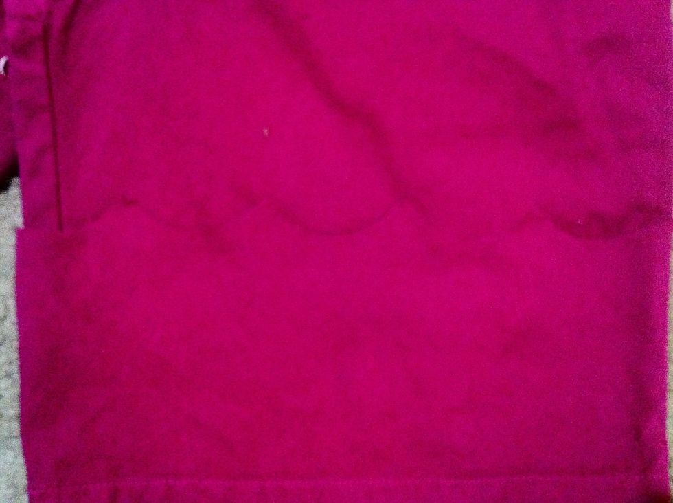 Time to brave the other leg. To keep things completely consistent , place what was cut from the other leg on the remaining leg. Once it's lined up perfectly just trace the pattern on & then cut.