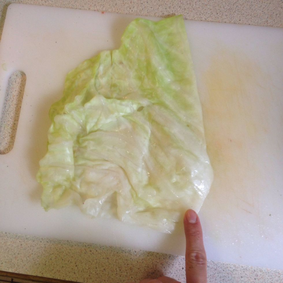 Time to fill the leaves. Make sure the section of the leaf that had the stem is facing out towards your right. This is important for the rolling process.