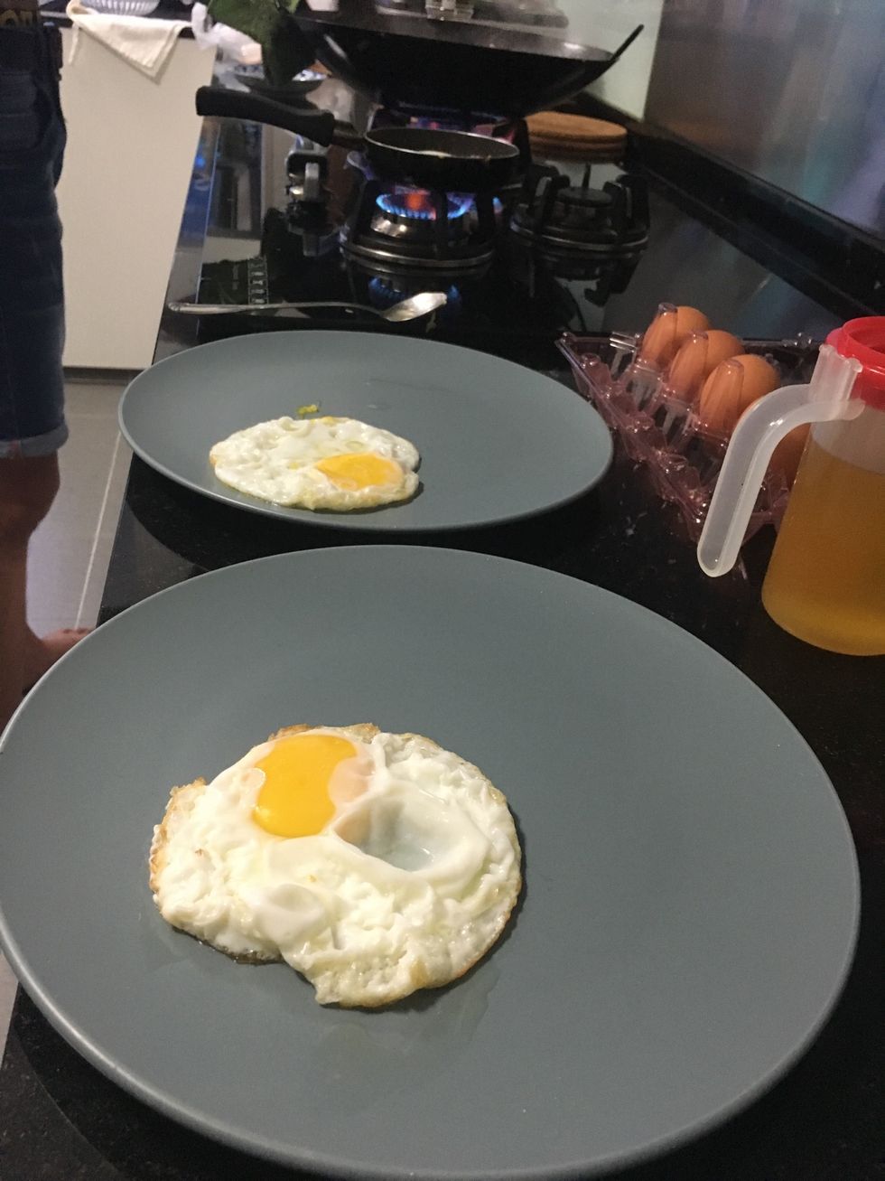 Time to fry your sunny side up and prep them on the side of your plate. Or if you like, you can add the egg at the last step on top of your pork rice.