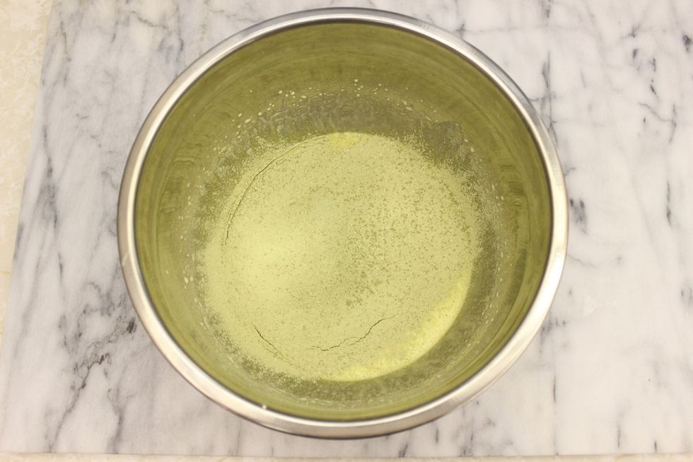 Time to gently incorporate the flour with the egg using folding motions.