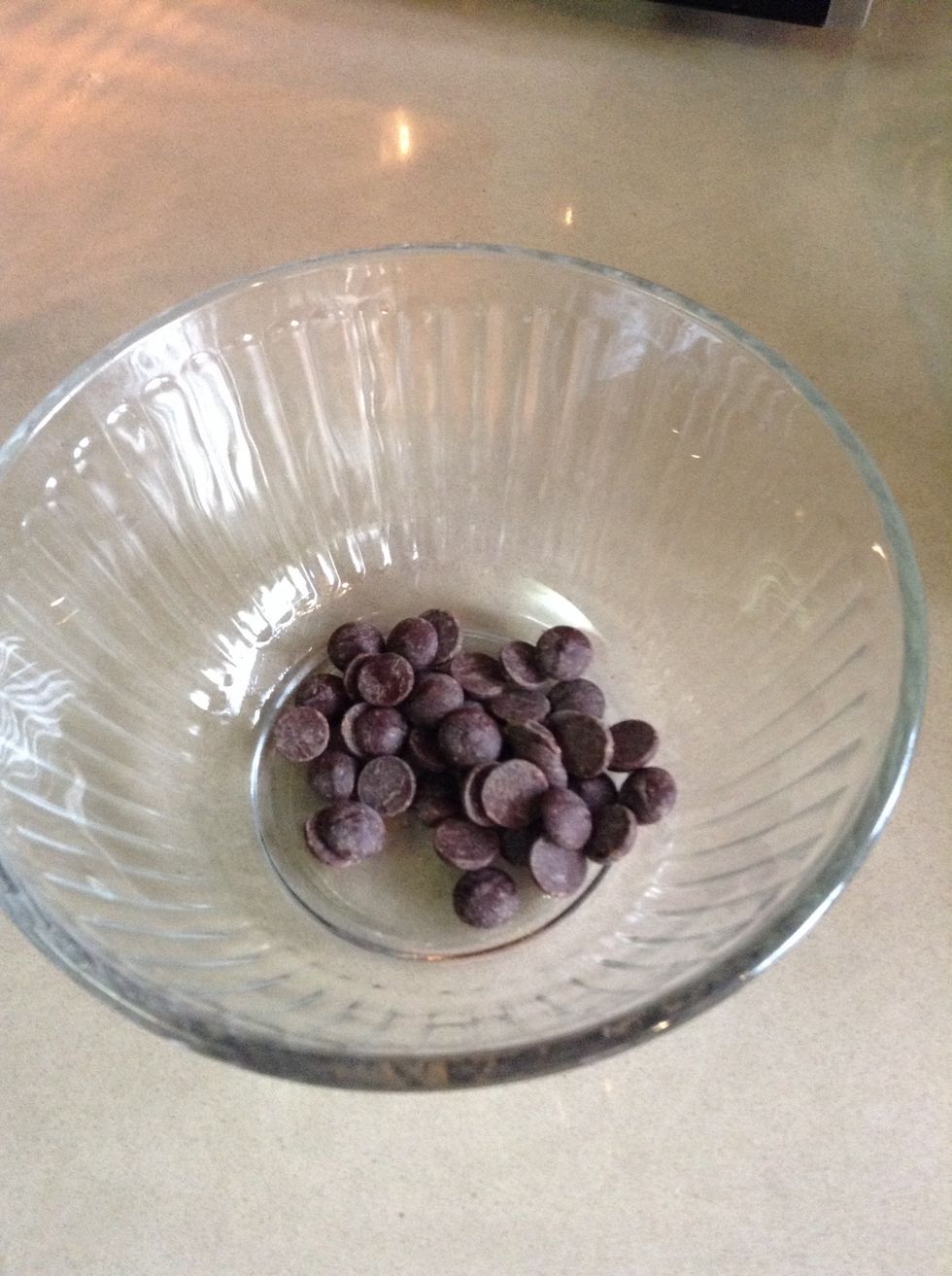 Time to melt this chocolate in the microwave. To melt it put it in for 30sec and check it every 30sec and mix if it's not ready reapeat this step until melted