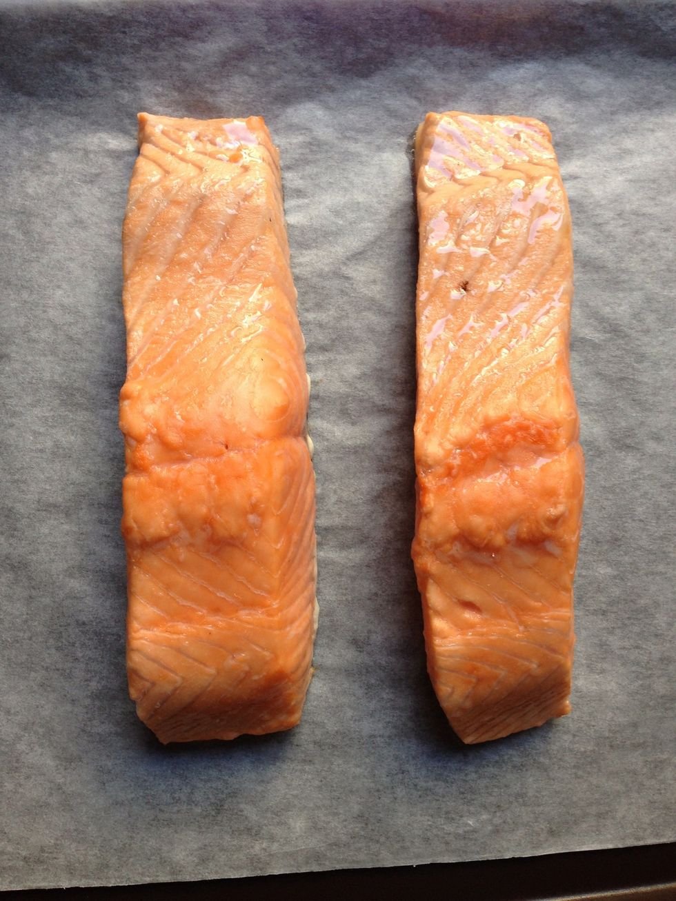 Time to take out the salmon from the oven
