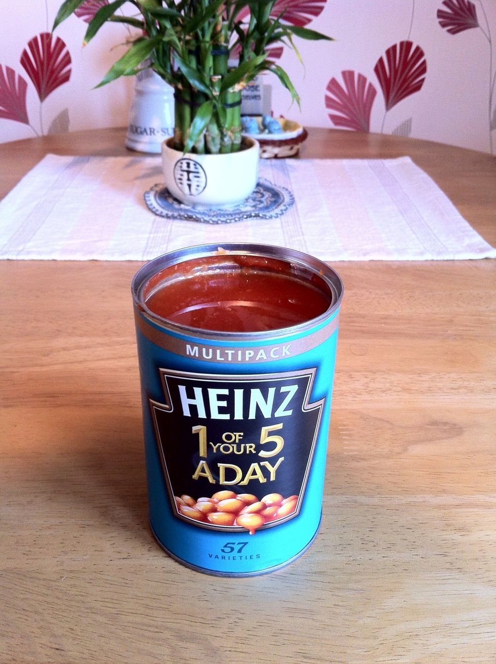 Tinned baked beans.