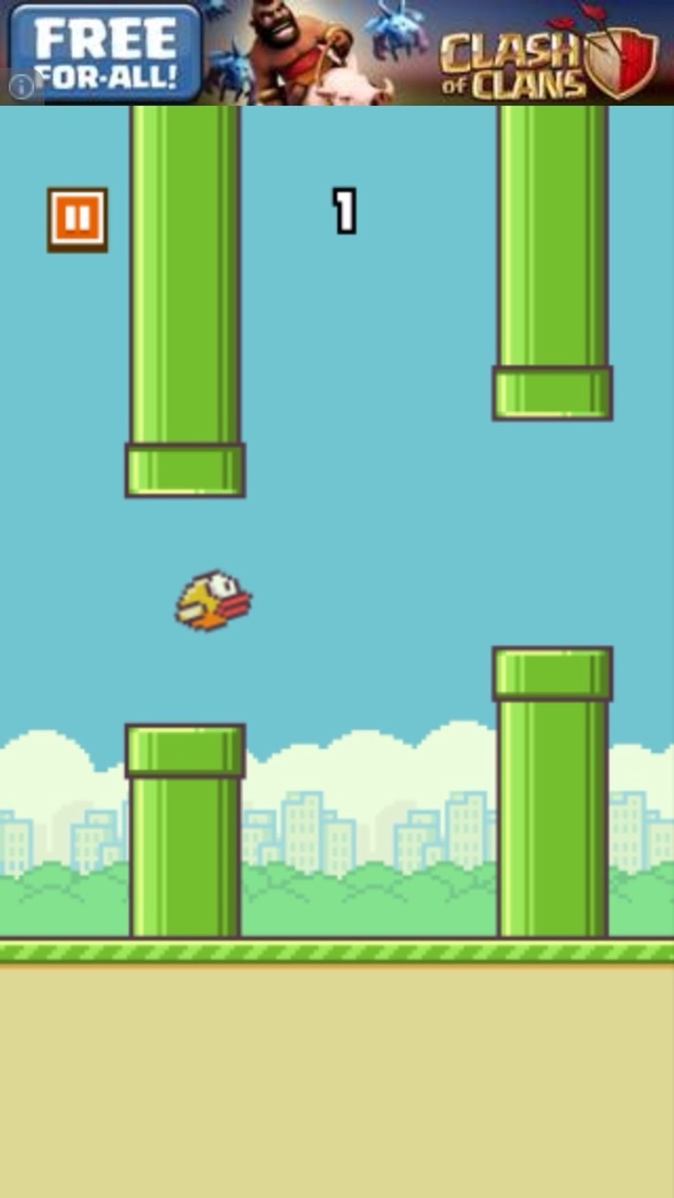 Tip #2: When flying between pipes, fly the bird as close as you can to the bottom pipe. It'll make it easier to judge when you should tap next.