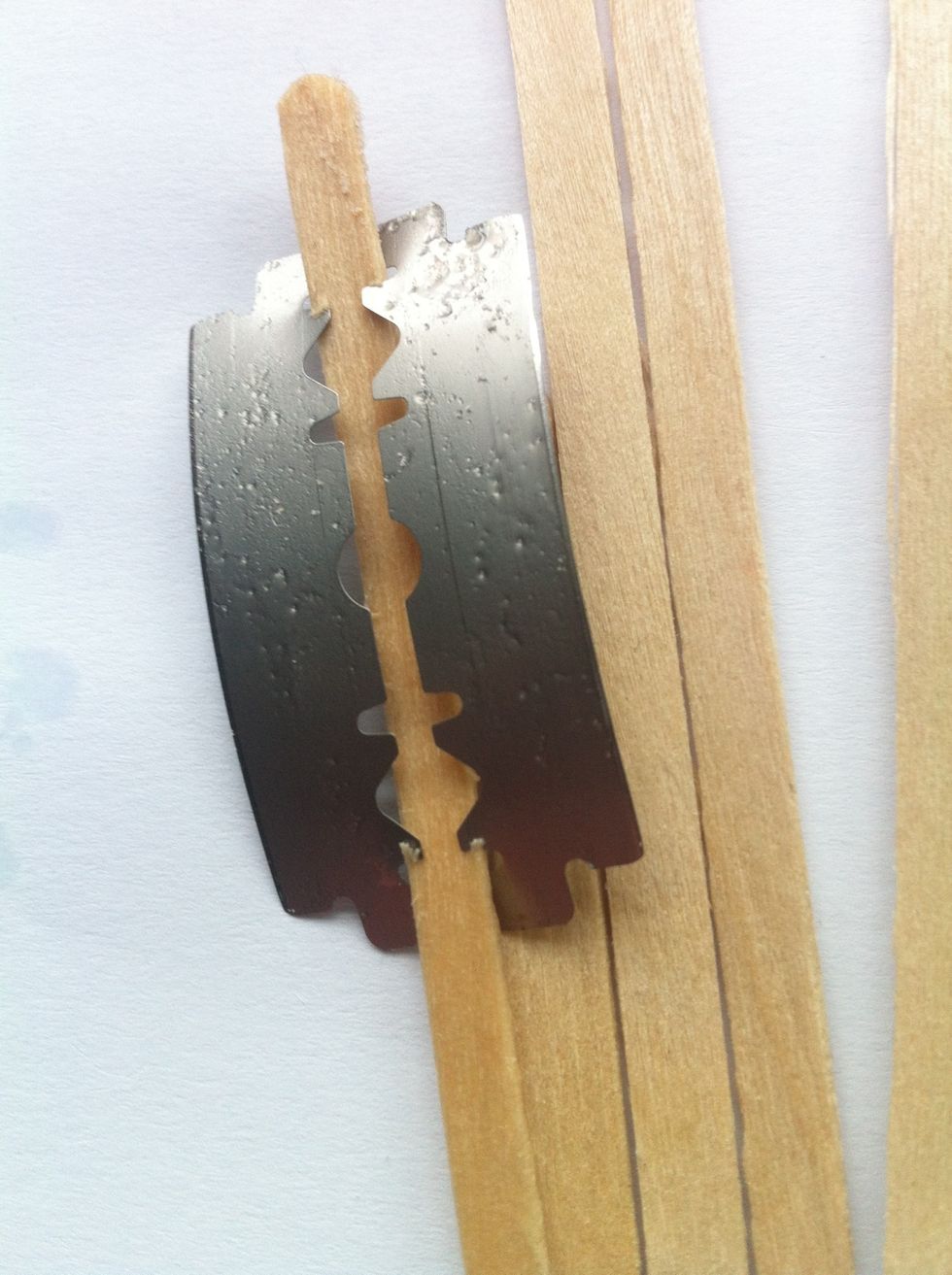 Tip 5b: Cutting the Dough - razor blade and Star Buck stirrers. Be careful fitting the blade to the stick, it's sharp!