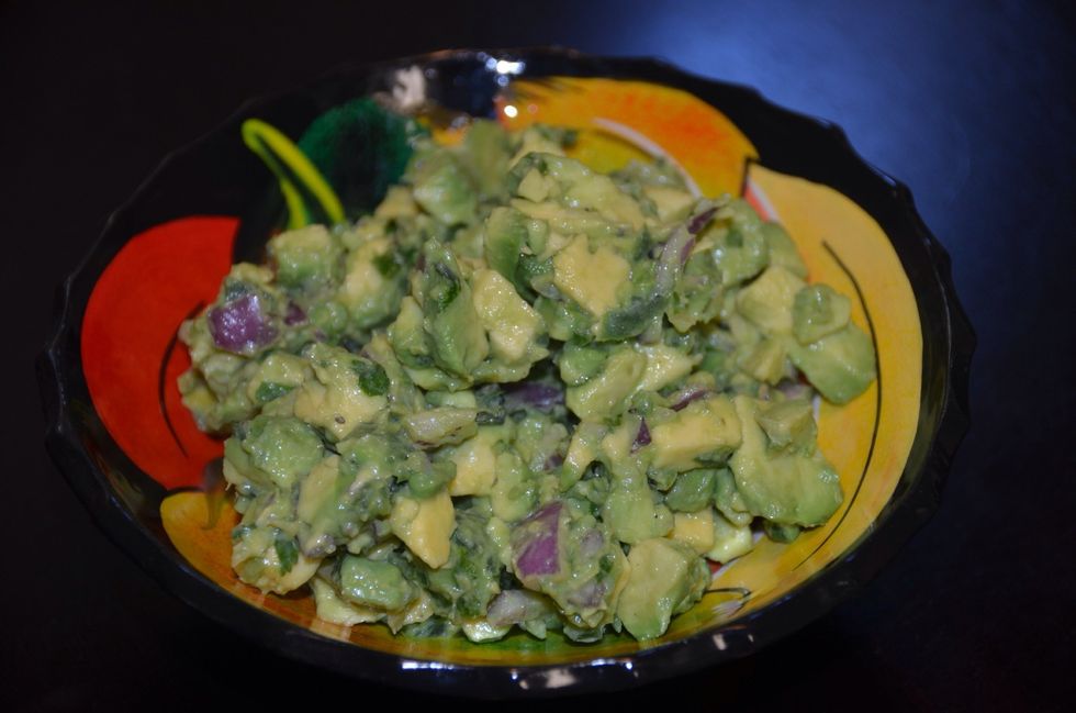 Tip- do not mash the avocados.. Chop them.  You can add more lemon juice if needed.