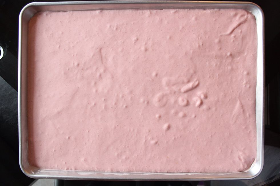 TIP: It's important to use a spatula to even out the cake batter because bumps like the ones in this photo will show up in your final baked result....which is not pretty.