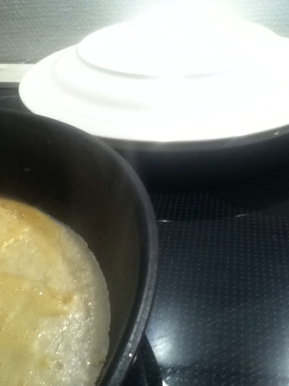 Tip: Put a plate on top of the other plate. you stack the pancakes on and then they will stay warm until you serve them!