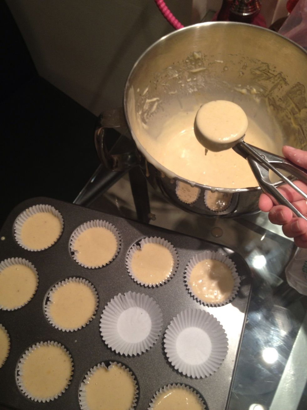 Tip\ud83d\udca1Ice cream scoop is your best friend when it comes to muffins and cup cake. Bake for 20 mins.