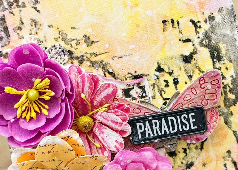 Tip: You can adhere this finished piece to a canvas blank to create a home decor piece, or use in an art journal, or as a mini-album cover!