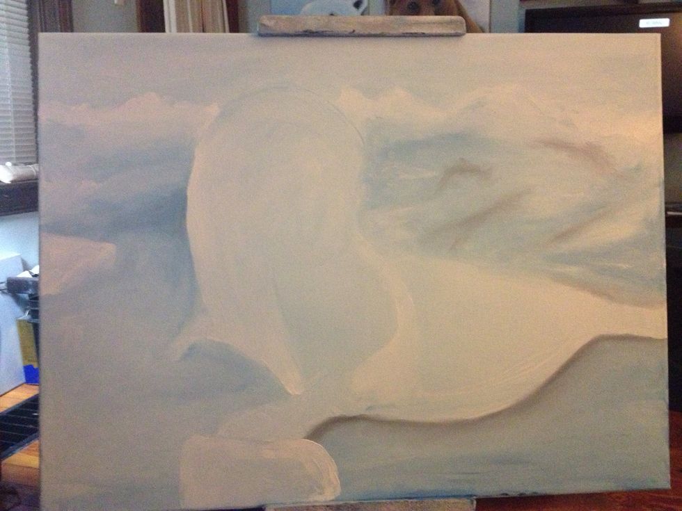 Titanium white on your fingers and add the highlights on the seal as well as some snow in the foreground.