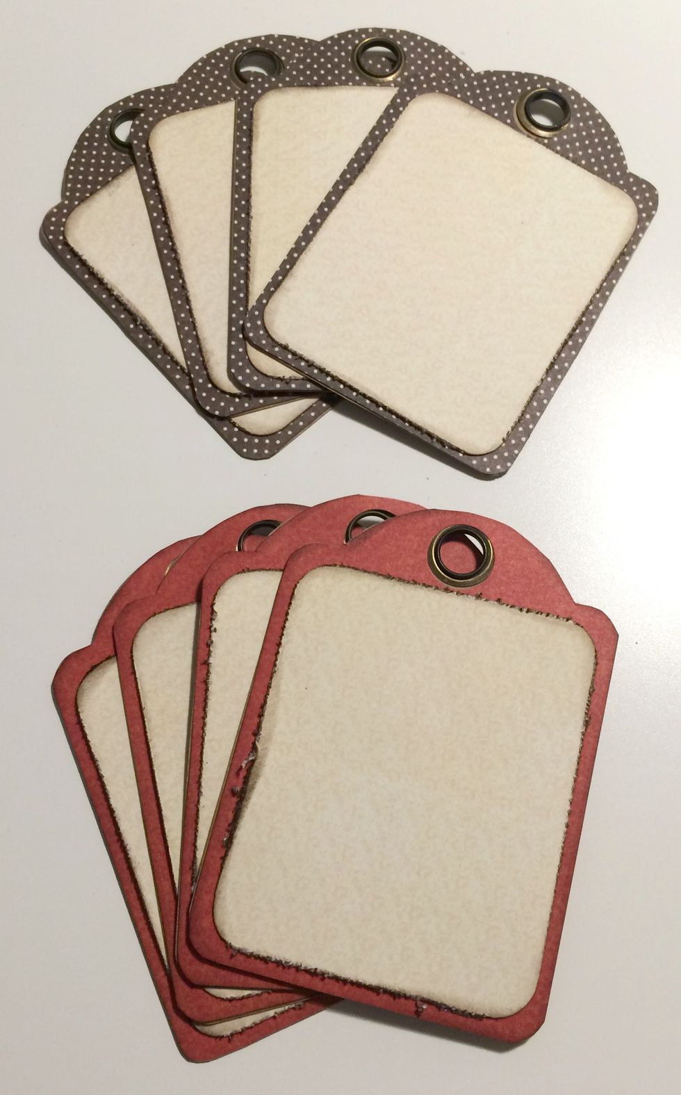 To add a writing spot on the back of the thanks tag, adhere one cream paper square to the back of each of the tags.