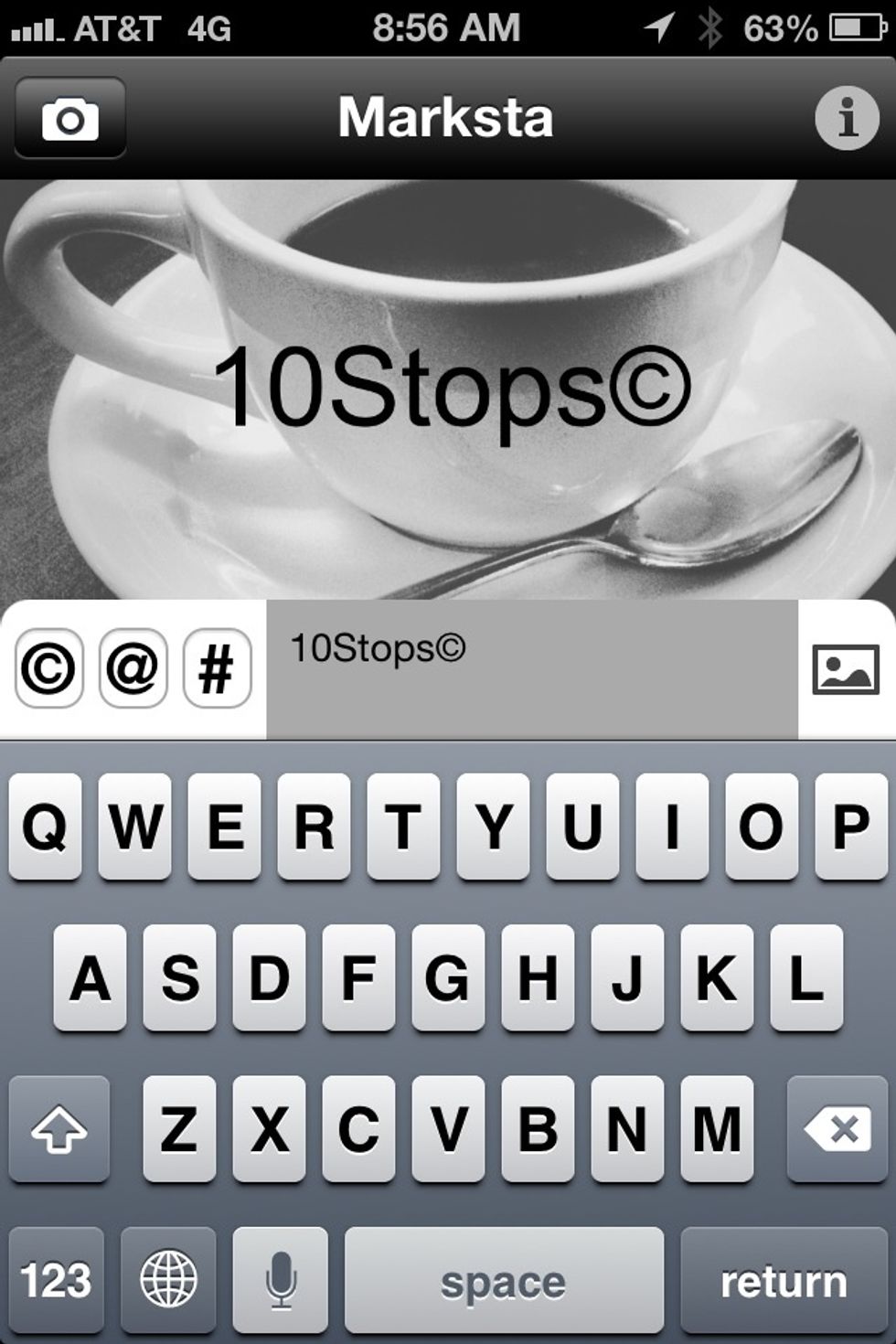 To add an image,  you will still need to follow the "Tap Here" prompt. This time, however, instead of entering text as seen in the screen shot, tap the image icon to the right of the text entry field.