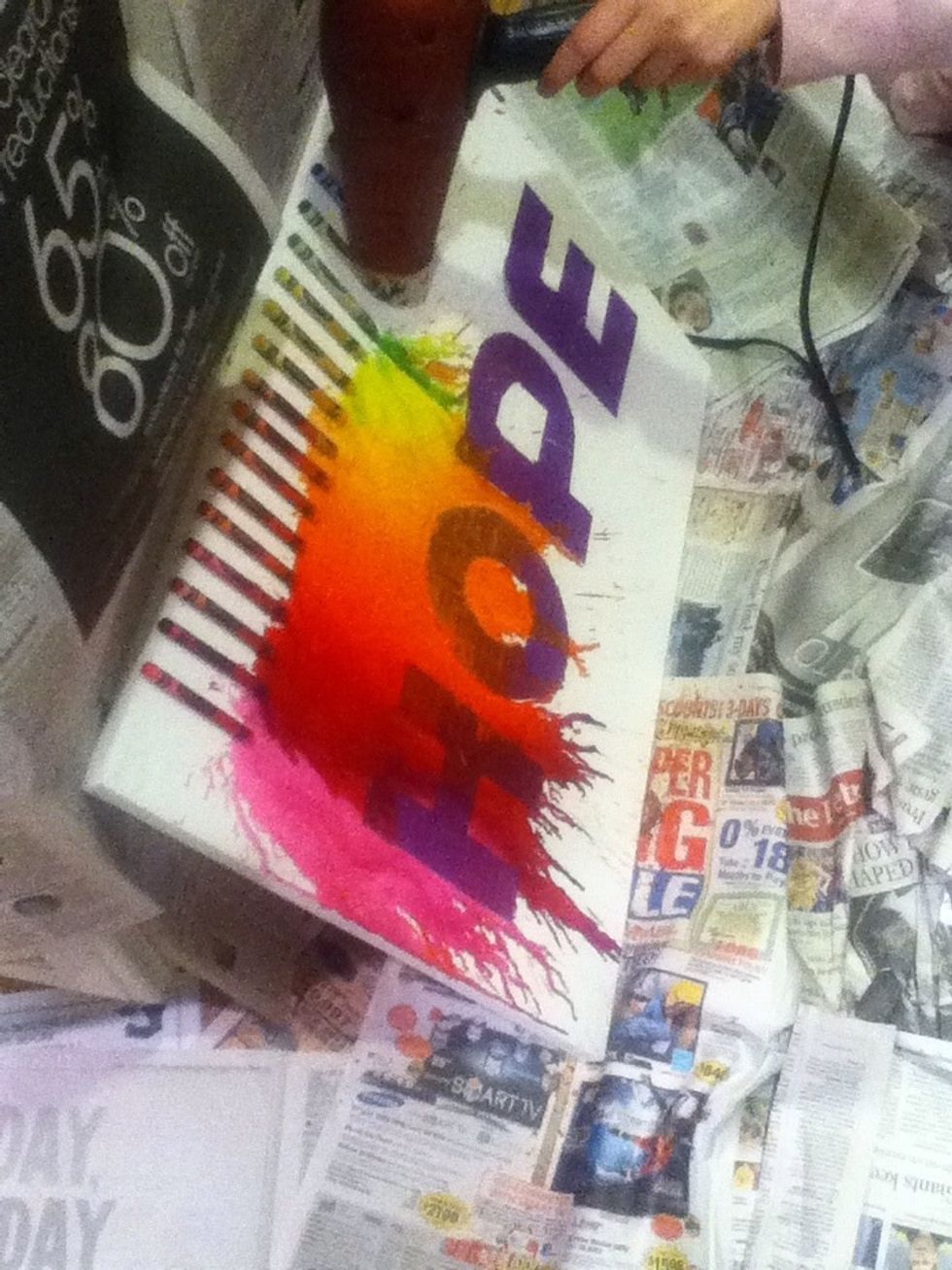 To Add letters or designs, Place duct tape in desired areas before melteding crayons
