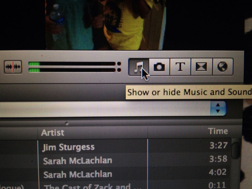 To add music select the musical note