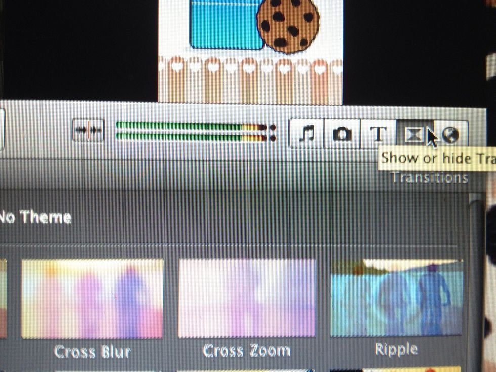 To add transitions tap the triangle thingy!