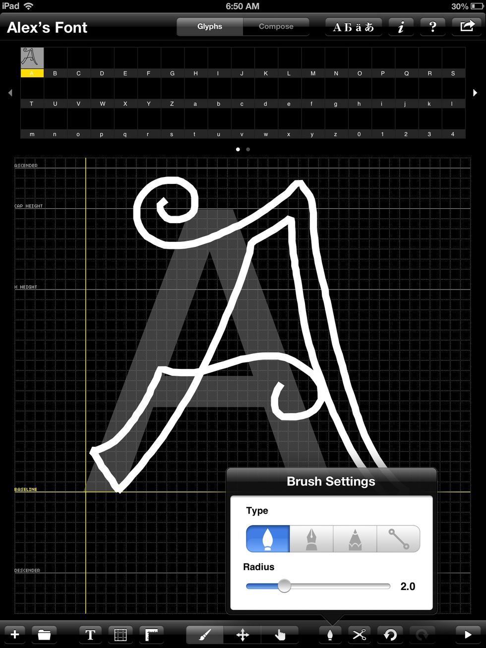 To begin, choose a brush setting and adjust line weight. With your finger or stylus start drawing!