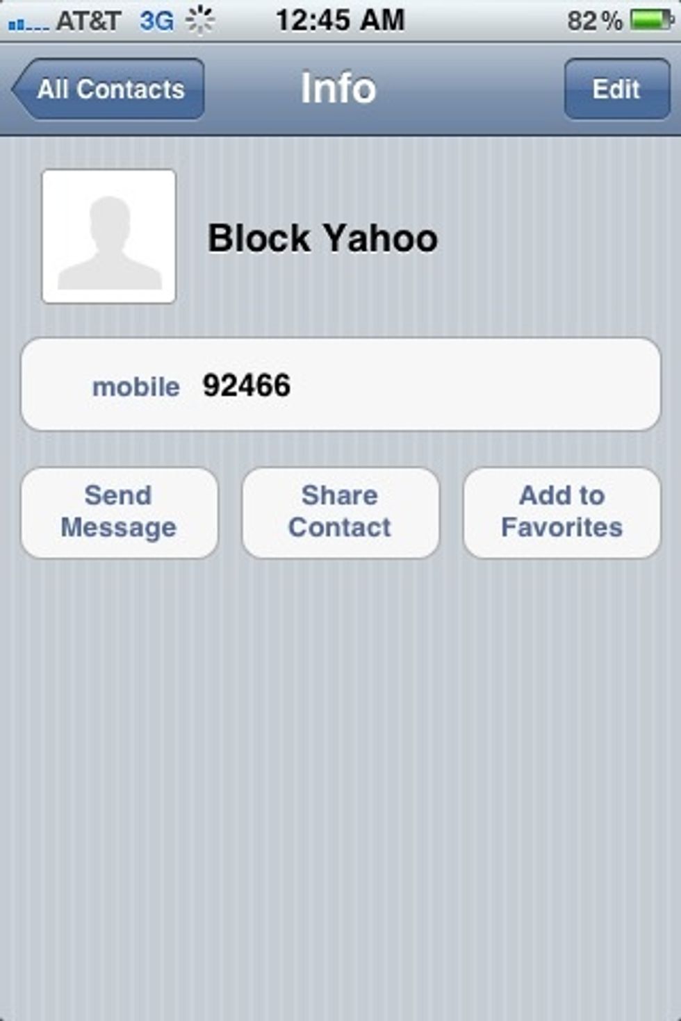 To block Yahoo messenger from sending you text messages. Create a contact for the Yahoo Block number (92466). But read on before using it. Yahoo is a little different from AIM.