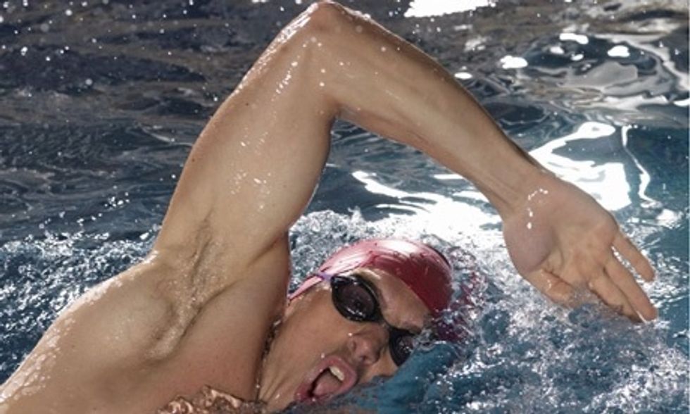 To breath lift half of your head above the water. Keep your head on your arm, this will help you breath properly. Remember it will take time and effort to accomplish this but keep practicing.