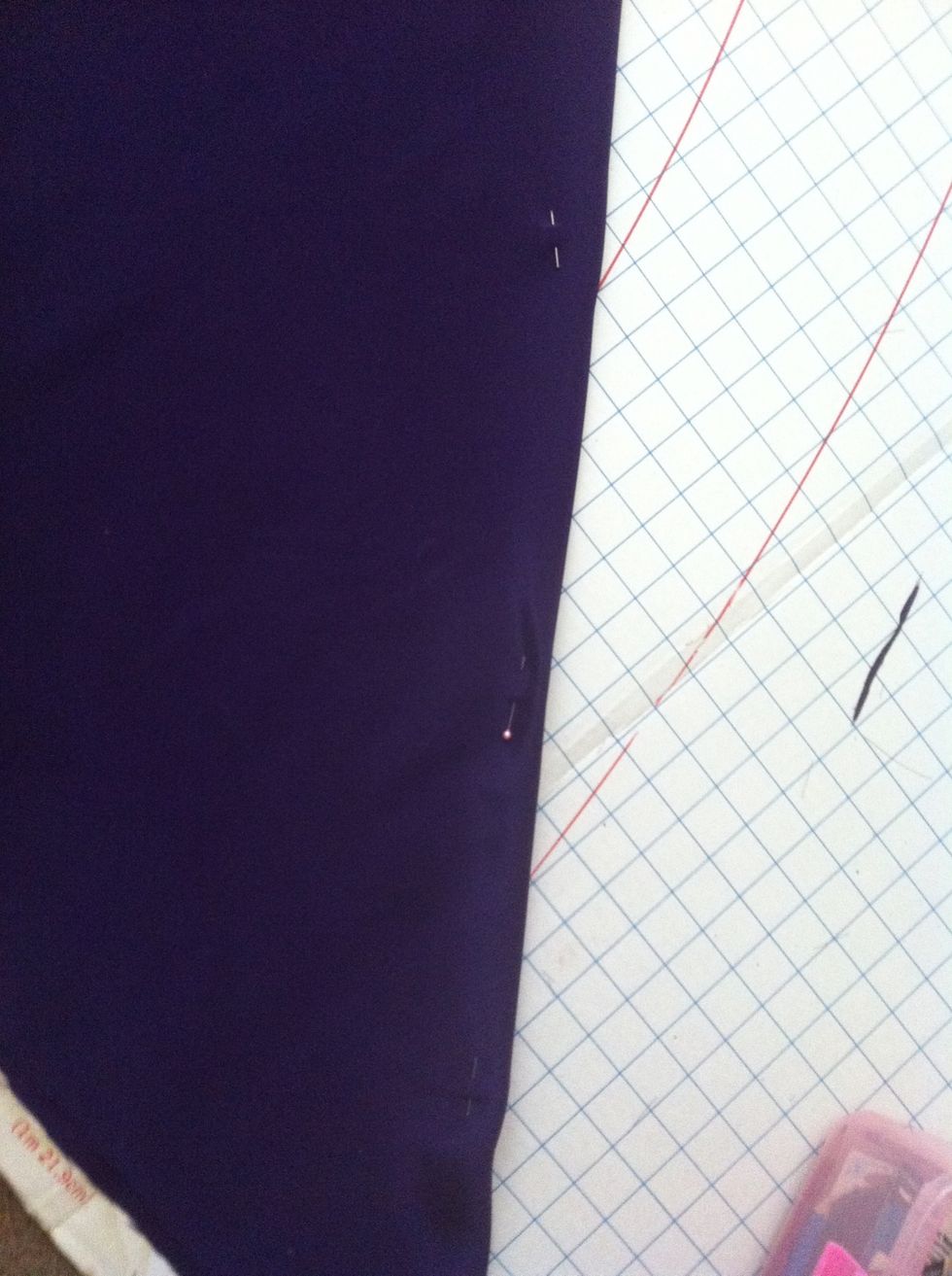 To carry fabric to ironing board & keep my fold with shiny fabric I pinned it. Abby decided not to appear in this picture. She's resting. On the other fabric