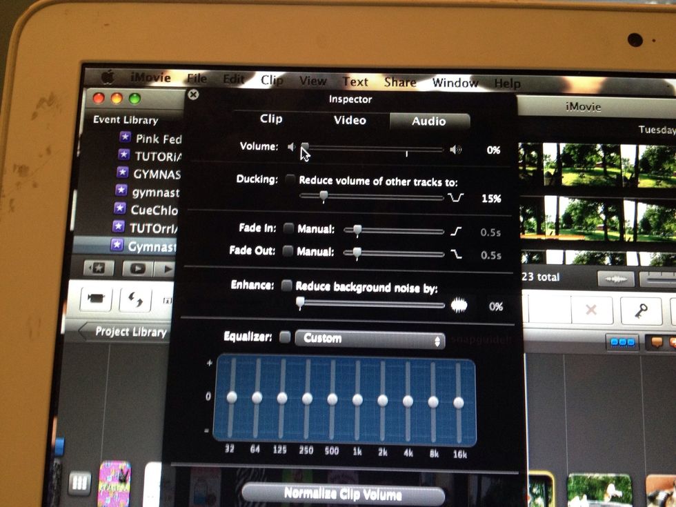 To change the audio select the clip!