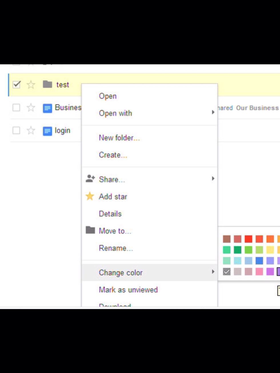 To change the color of the folder, go down to change color. Options of colors will come up and just choose the one you want