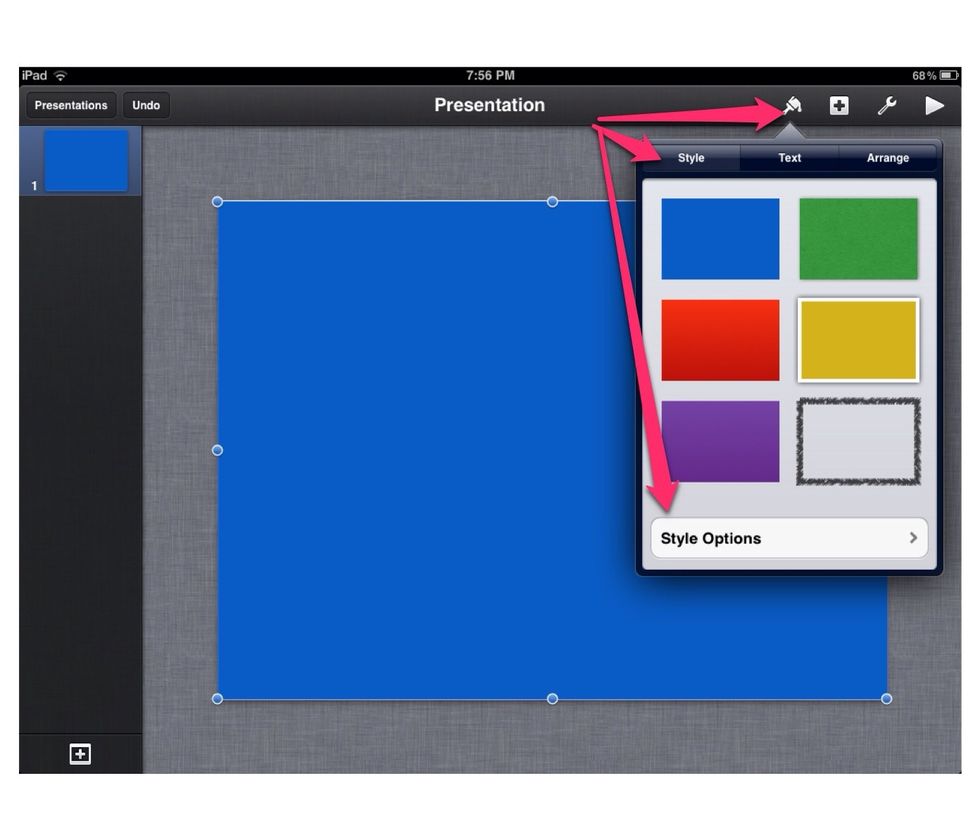 To change the colour click on the square, and in the top right hand corner where the symbols are, click on the one that is a paint brush, next make sure you are in 'style' then click on style options