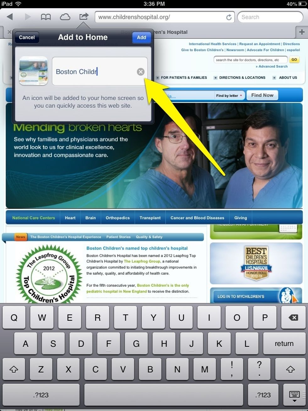 To change the default name press the "x" next to it.