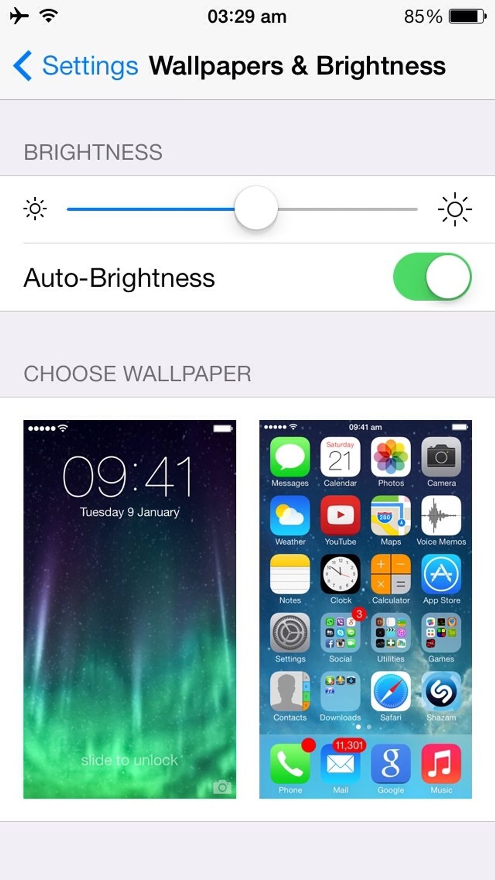 To change the Lock & Home screen background, go to Settings>Wallpapers & Brightness & choose your respective wallpaper either Dynamic,Stills or from your Photos.Using dynamic will reduce battery life.