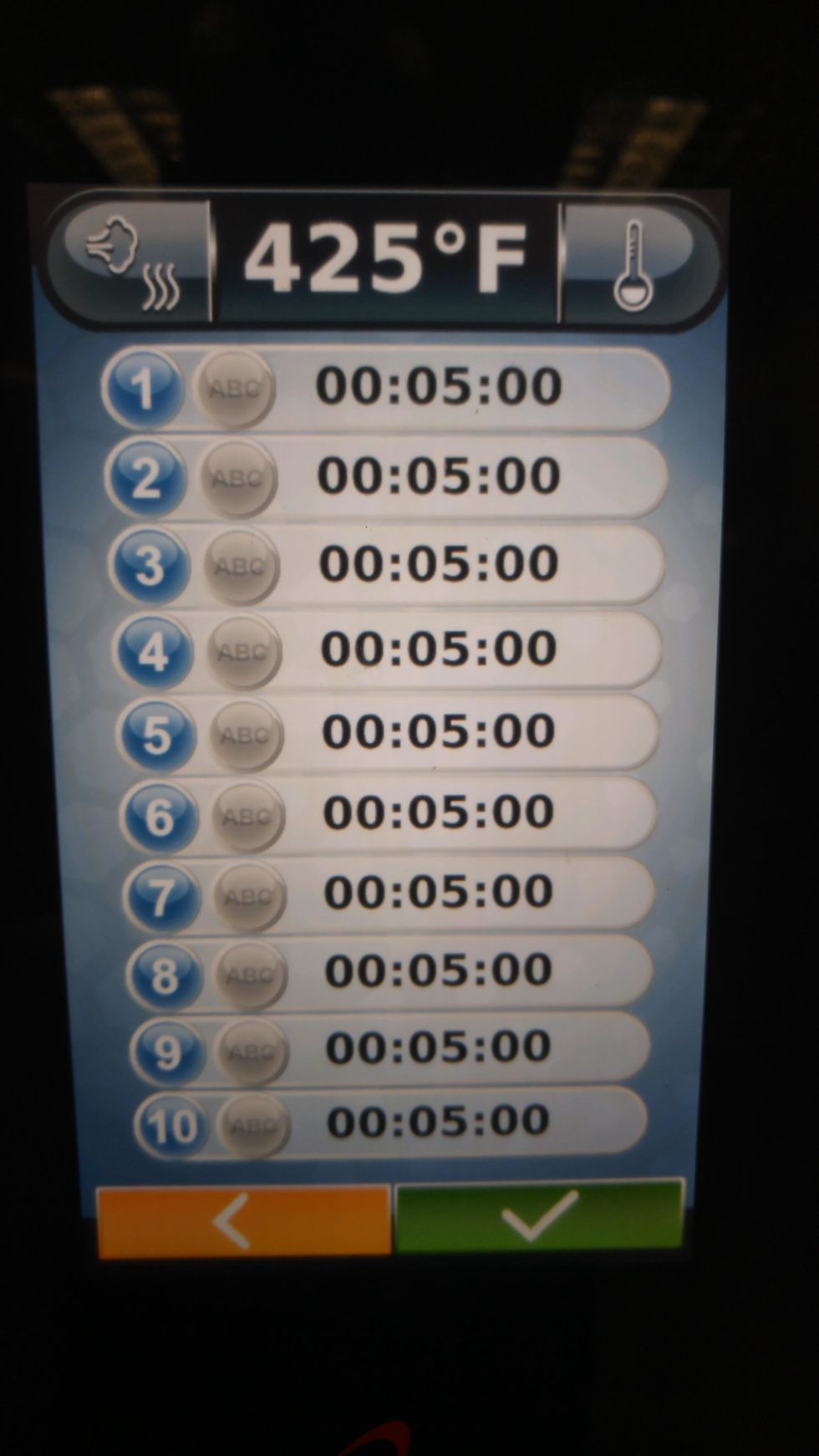 to change the timer for each shelf, simply press the time and enter the desired time