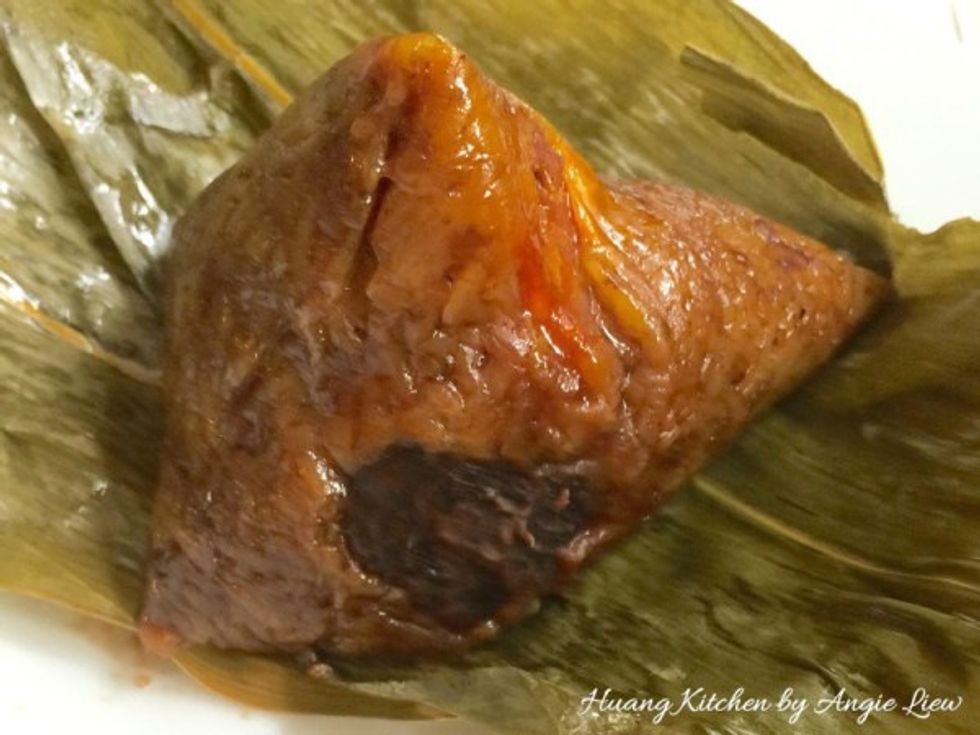 To check if they are cooked through, unwrap one of the dumplings in the pot, check for doneness and taste it.