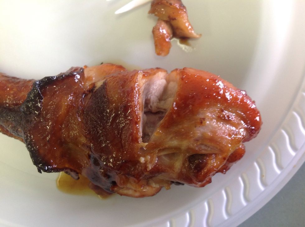 To check that your chicken is cooked, cut through the chicken. If the meat is still pink, place it back in the oven. This means your chicken is not cooked.