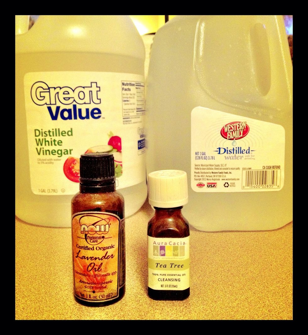 To clean, combine distilled water, vinegar, an essential oils to a spray bottle.