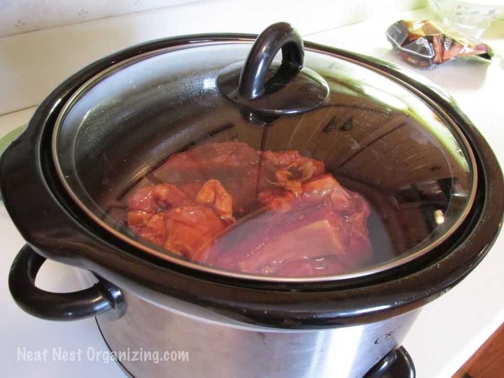 To cook: thaw completely & put in slow cooker. Cover & cook on low for 5-6 hours until done.