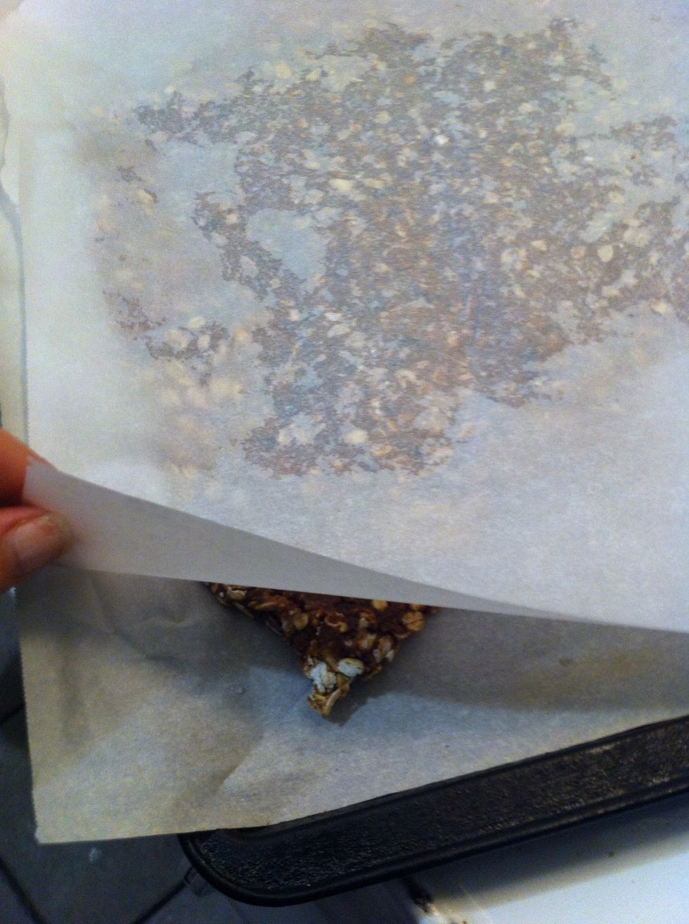 To cover the mixture with another sheet of baking paper ! This allowed me to push the mixture outward from the middle until it was flat and filled the cookie sheet !