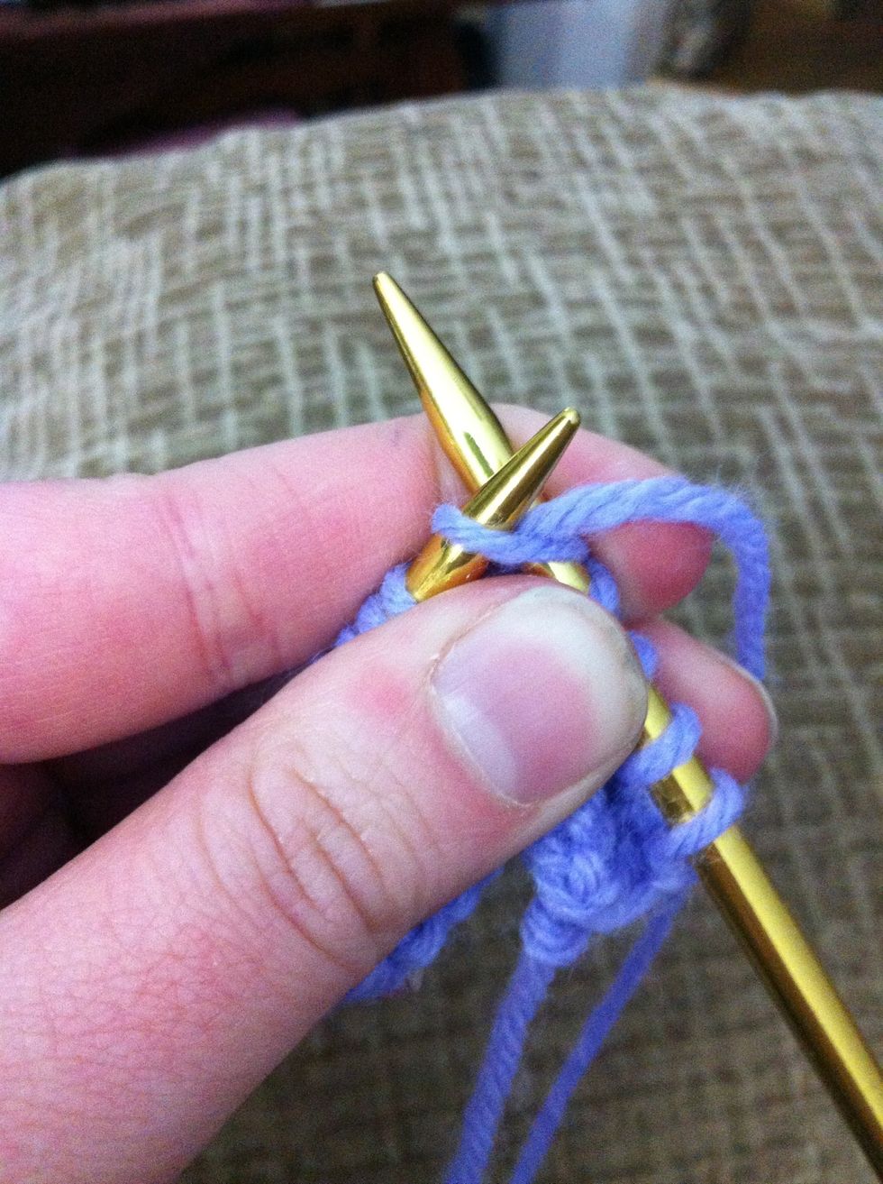 To create a bar increase knitwise you are goig to place the right needle into the front of the stitch and knit it.