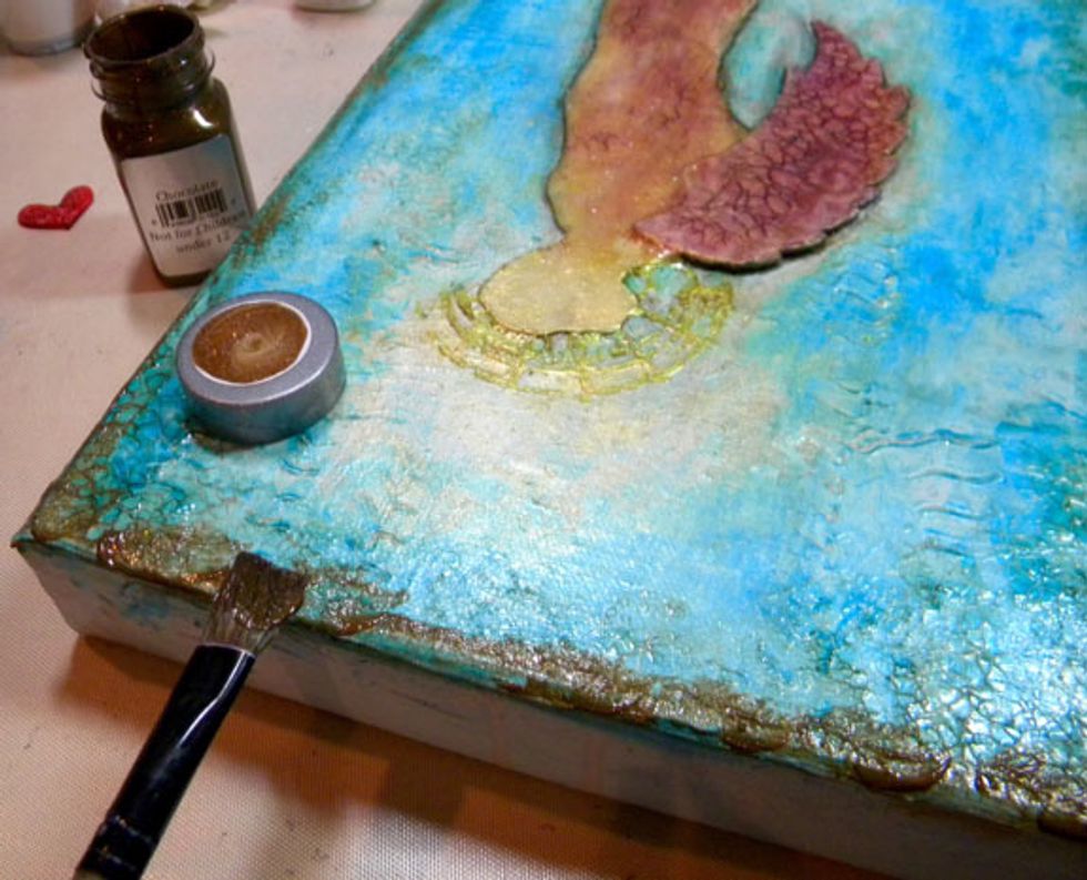 To create a "frame" around the canvas, I added Chocolate Sorbet around the edges and blended it so there was no harsh line. This color really brought out the crackle!