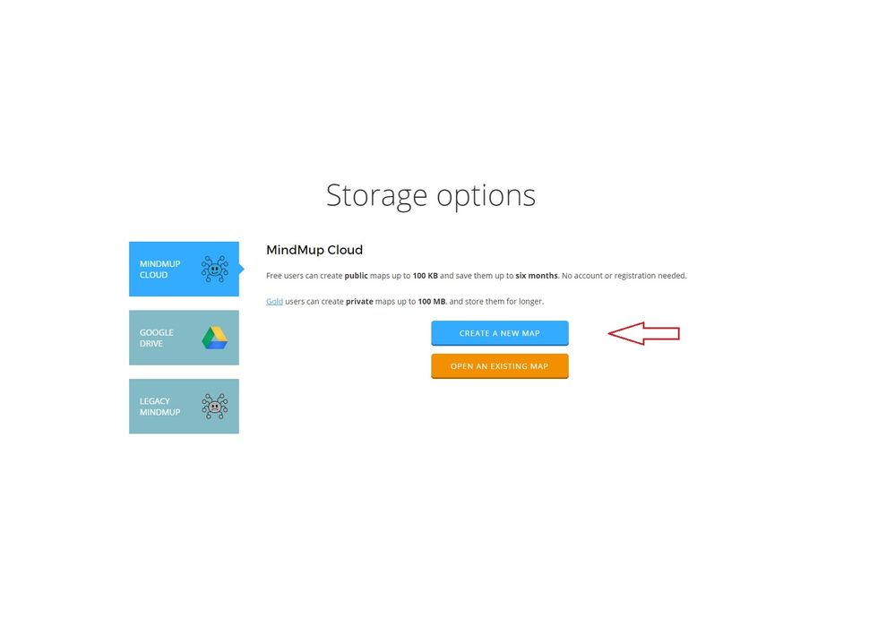 To create a new mind map you need to click on "Create a new map"
