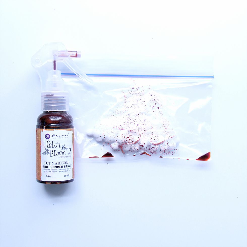 To create custom colored trim, place trim in a plastic baggie and add colored spray.  Seal the bag and press the color into the trim.  You can adjust the saturation by adding more spray.