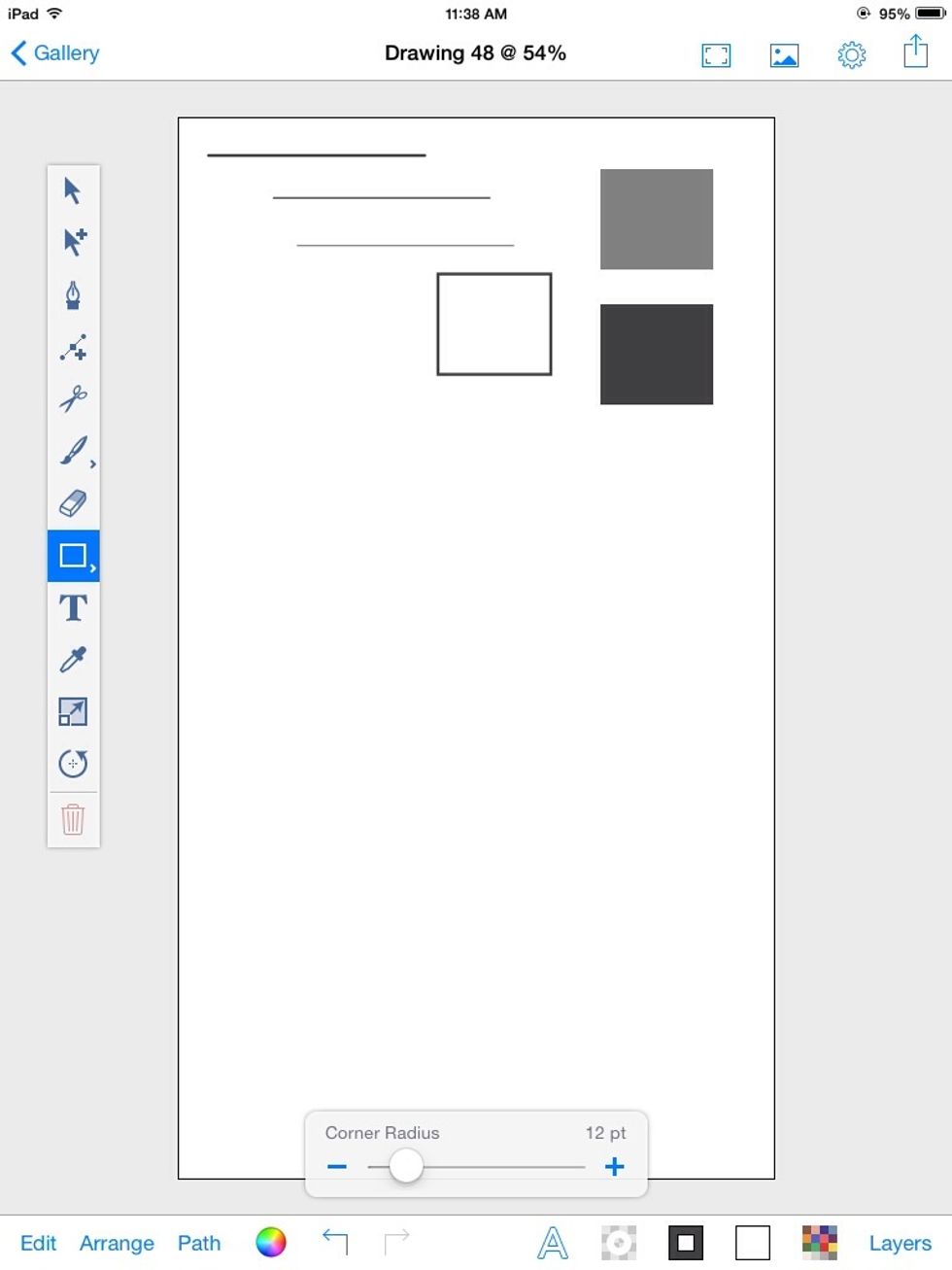 To create the main outline of the device, create a rectangle with a 12pt corner radius.