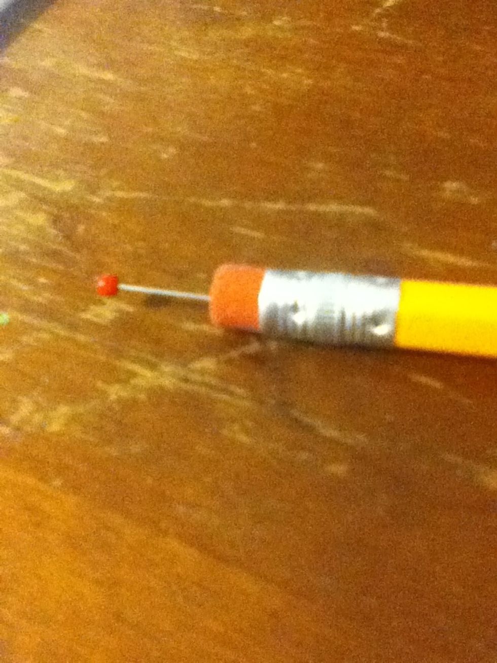 To create your dotting tool, push the pin into the eraser of your pencil. (You could also use a toothpick instead of a dotting tool. I prefer the dotting tool because the polka dots are bigger)