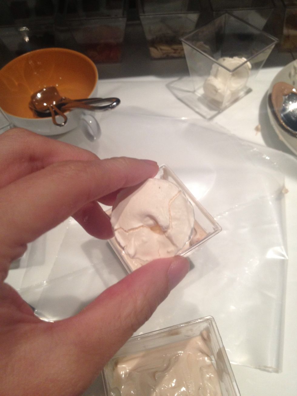 To decorate and enhance the flavor, i break some french meringues on to the top of the ice cream. Or you can use chocolate chip or anything you like.