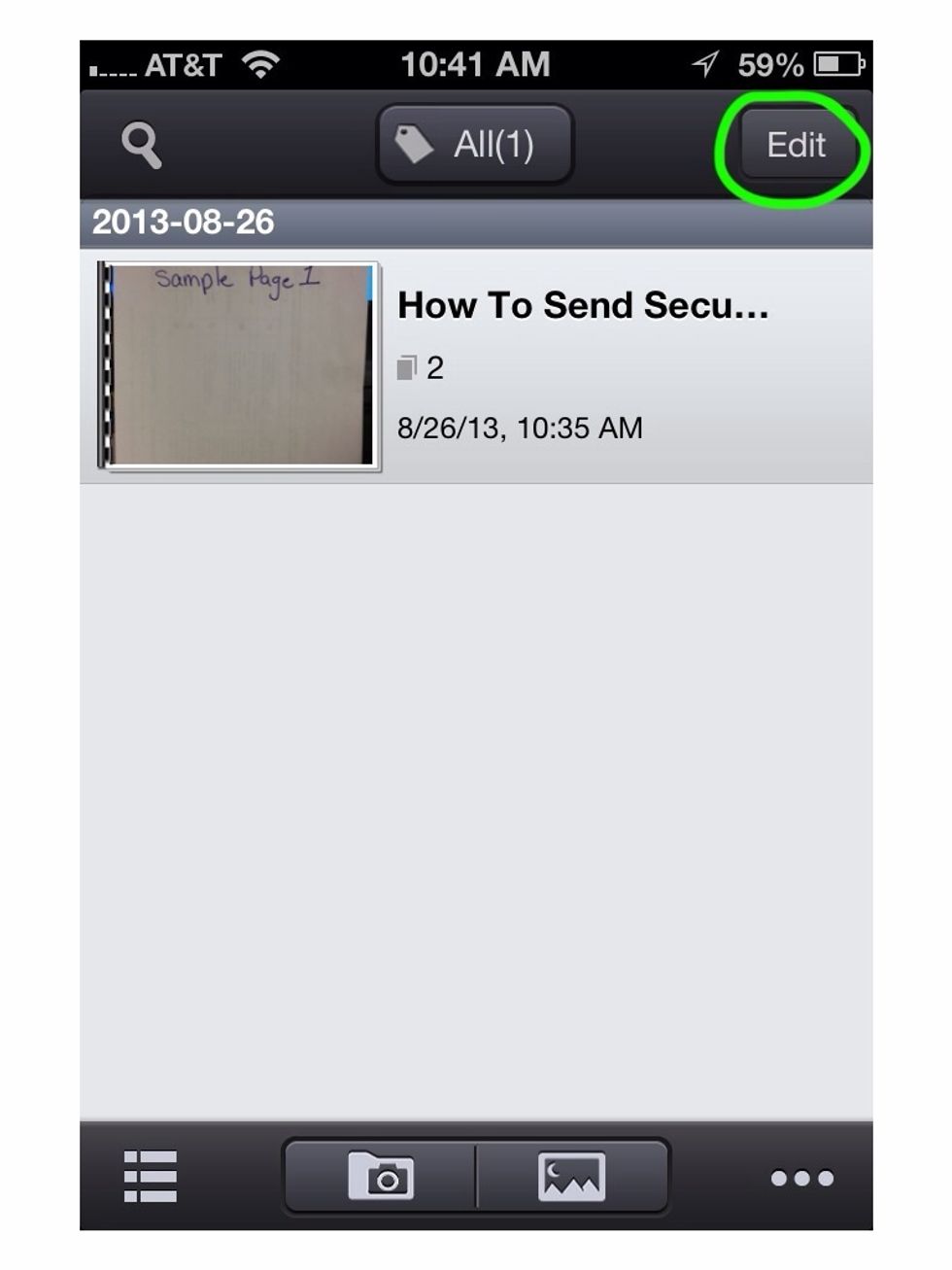 To delete the file touch the Edit button.