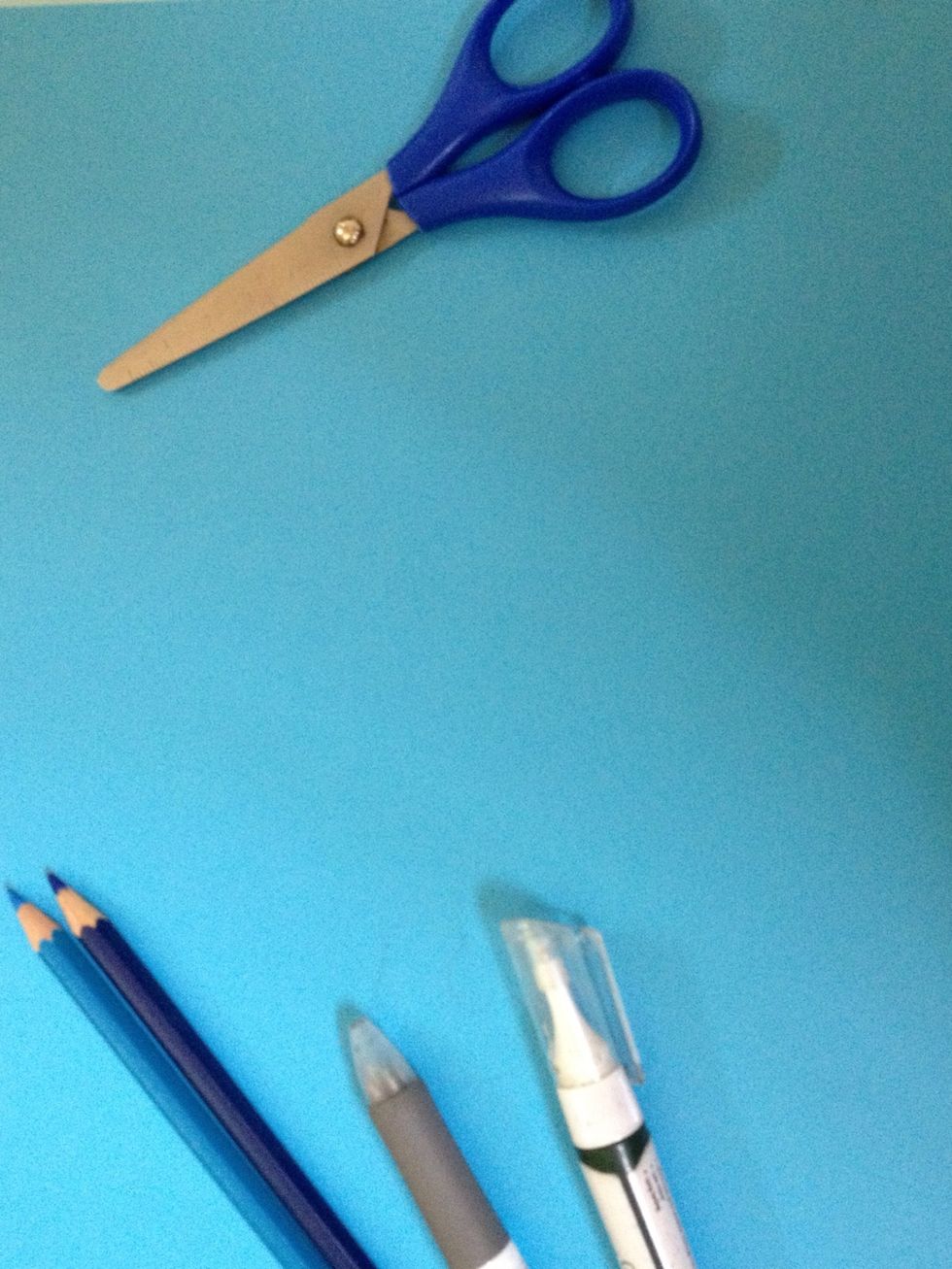 To draw a macaron i need \ud83c\udfa8 black pen ,  scissor , dark blue color and light , correction pen