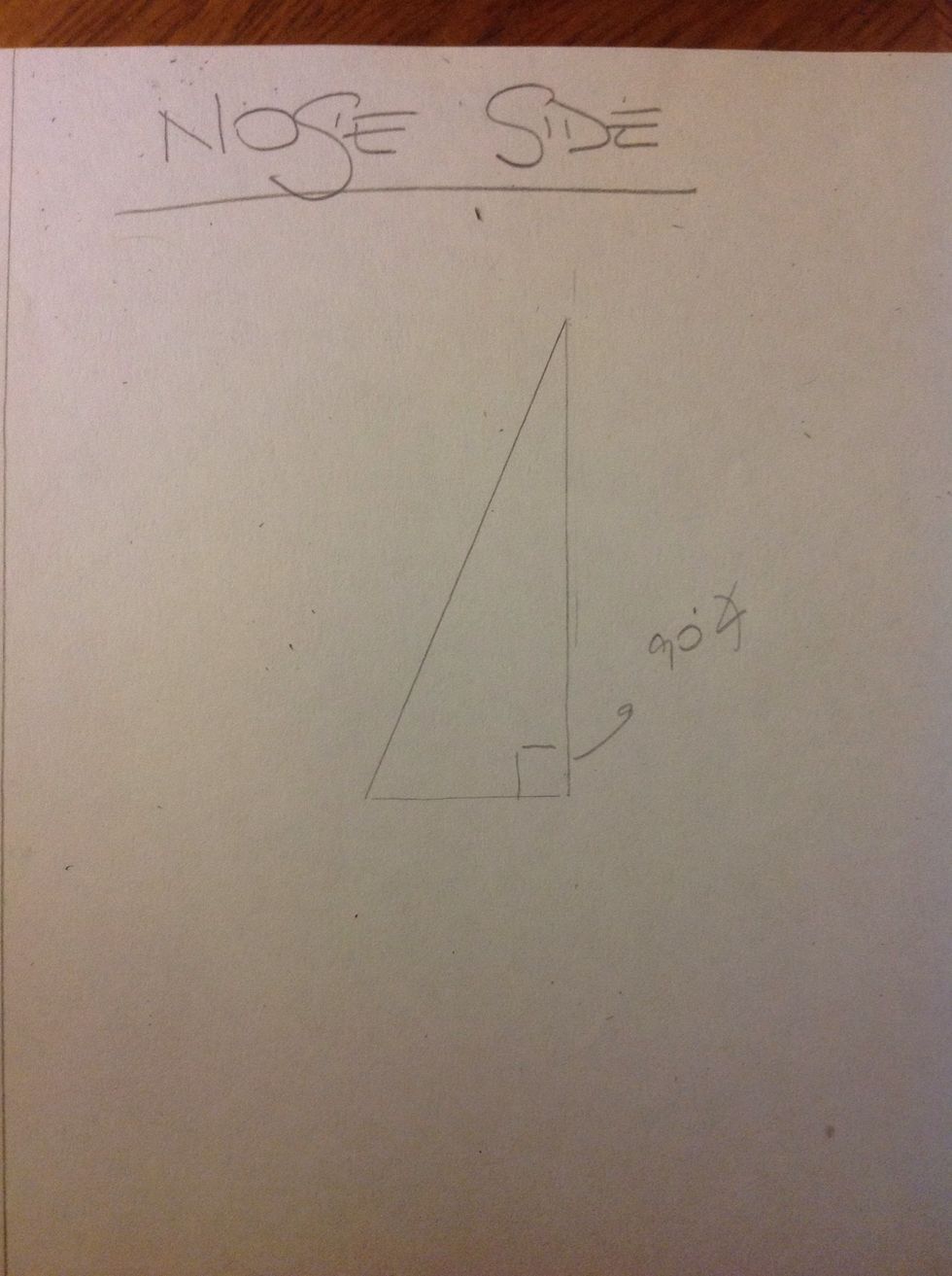 To draw a nose side we have to draw a triangle with an angle of 90 degrees.