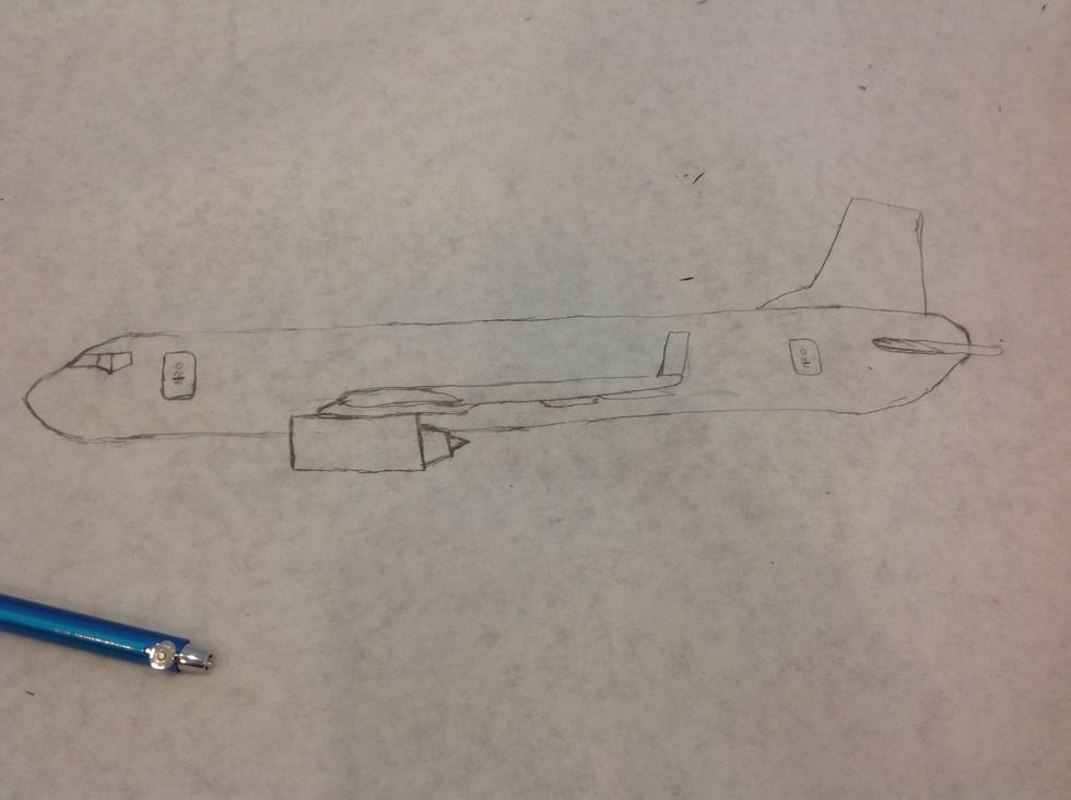 To draw the 2 doors, first draw an oval like the one shown above, then draw a circle on the top of the door. Next, draw a straight line, and arrows like the ones shown above. Repeat for the rear door.