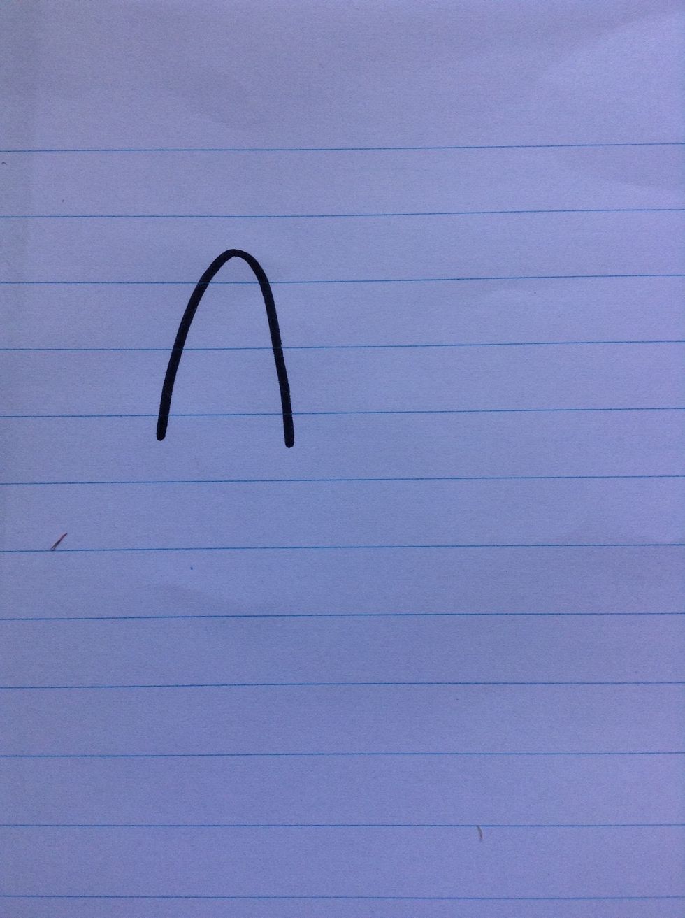 To draw the A, draw an upside down U...