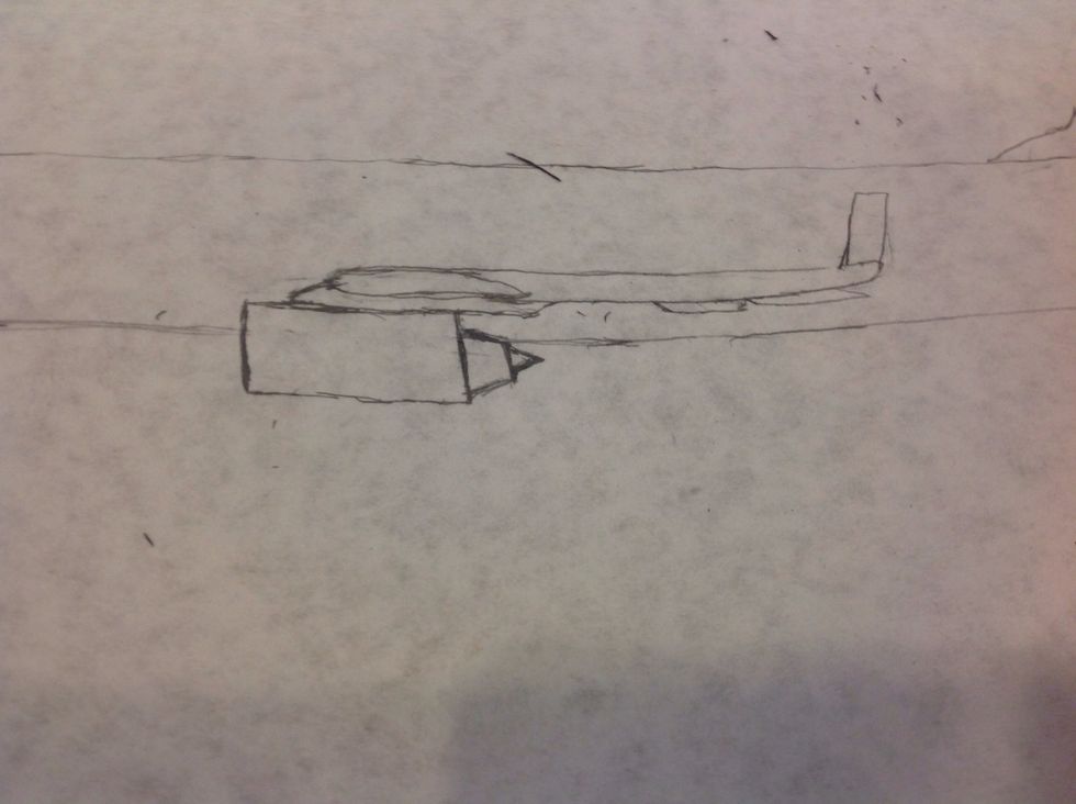 To draw the engine nacelles, first draw a trapezoid about 0.5 inches long, then draw a triangle to form the nacelle, like the one in the picture above.