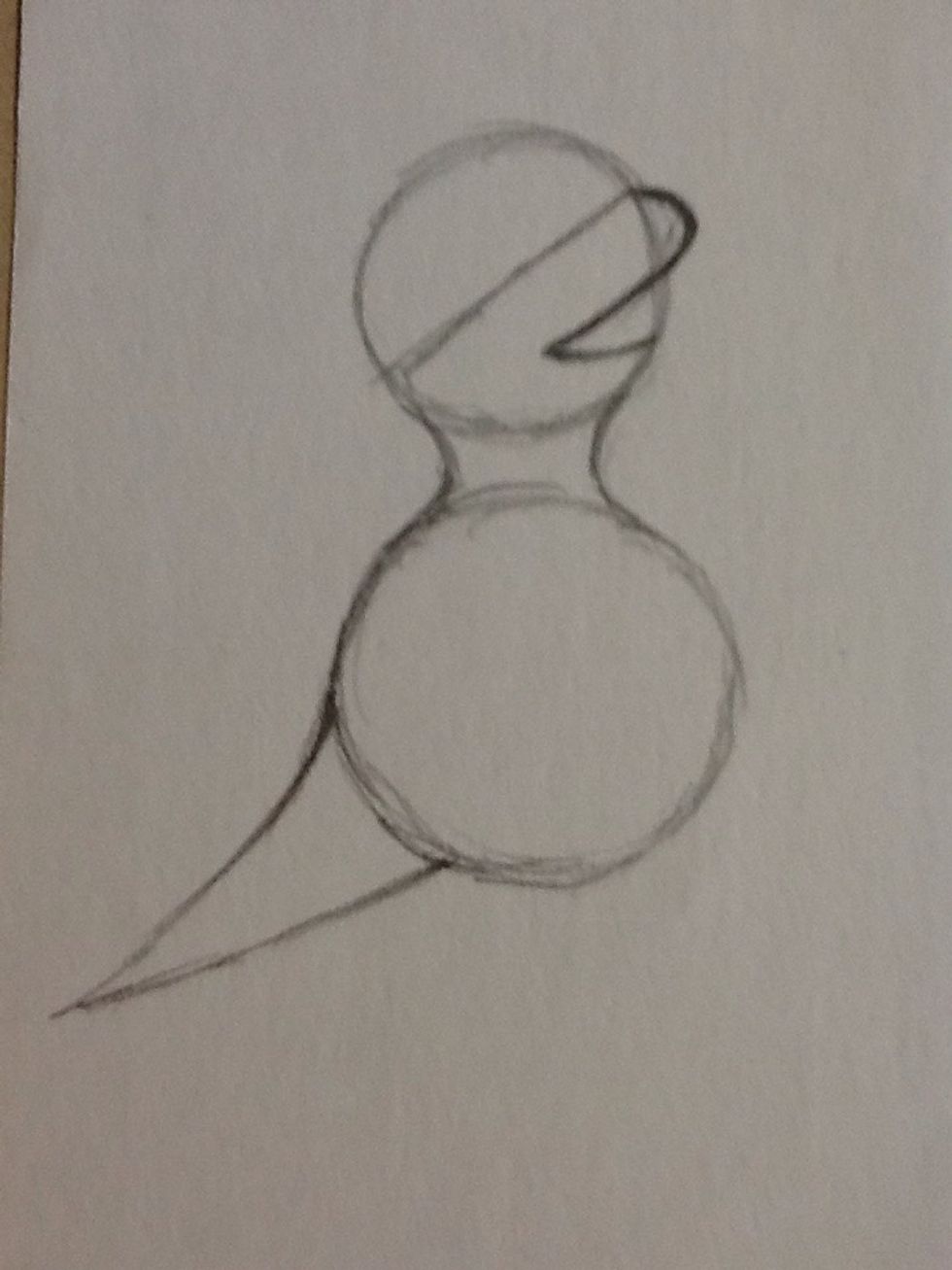 To draw the tail, draw another less than sign connected to the "body".